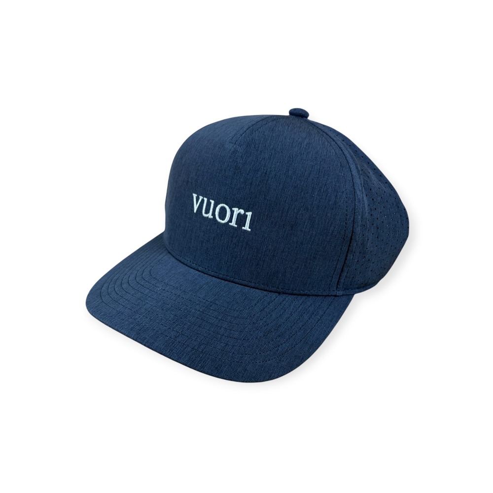 Vuori GWP V1 Water Tech Hat Navy Blue Performance Perforated Snapback Cap V8254